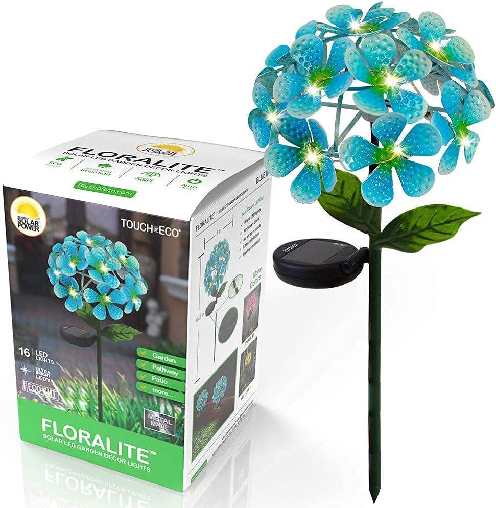Solar LED Metal Flower Stake Light - Perfect for Your Garden, Patio, Walkway, or Outdoor Living Area - Includes 1 Flower Light (Blue)