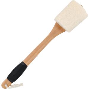 OWIIZI Back Loofah Scrubber Brush with Long Handle, Hard Loofa Sponge Body Bath Scrubber for Shower, Natural Luffa Skin Exfoliating On a Stick for Men Women Elder