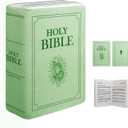 Bible Pillow Book Plush That Opens, Cozy Faith Bible Plushies, for Kids Adults Christian Gifts, Decoration for Bedrooms, Living Rooms (Green)