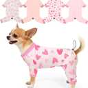Bienbee Dog Pajamas, 4 Pack Dog Recovery Suit Shedding Suit Cute Soft Puppy Clothes Dogs Pjs Onesies Jammies Adjustable Breathable & Stretchy Clothes for Small Medium Large Dogs Girl Boy Puppy-S