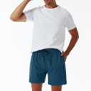 SILKWORLD Men's Swim Trunks Quick Dry Beach Shorts with Pockets (Mq18_zip_nordic Blue)