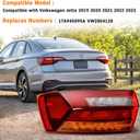 LED Tail Light Assembly W/Bulbs Left Driver Side Compatible with Volkswagen Jetta 2019 2020 2021 2022 2023, Rear Outer Brake Lamp (Black Housing, Clear/Red Lens) Replace VW2804128 17A945095A