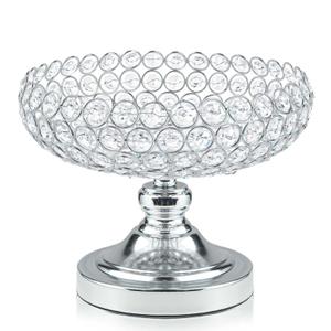 Hollow-Carved Design Crystal Fruit Bowl for Table Centerpiece/Counter/Gorgeous Fruit tray for your Kitchen.Nice Gift for Her.(Silver, Bowl Shape 1pc)