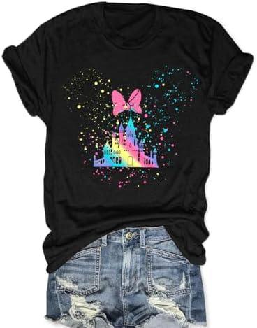 onivison Magical Shirt for Women Magic Kingdom Castle Tshirt Women Casual Vacation Holiday Short Sleeve Tee Top, M