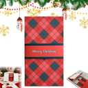 Handmade Christmas Gift Card Booklet, Waterfall Christmas Card Booklet with 4 Slots, Red Plaid Design with Merry Text, Money Envelope Set