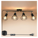HiBay Plug in Track Lighting Fixtures Ceiling, Adjustable 4-Light Track Light Black, Directional Modern Ceiling Spotlight E26 with 16.4ft Cord & in-Line On/Off Switch for Kitchen Living Room Dorm