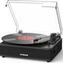 Vinyl Record Player with Built in Stereo Speakers Bluetooth LP Player Turntable Belt Drive 3-Speed (33, 45, 78 RPM) Vintage Turntables for Vinyl Records with RCA Output, Aux in, Auto Stop, Black