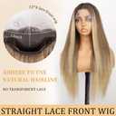 AISI HAIR 13x4 Ombre Blonde Straight Lace Front Wig for Women Synthetic Pre Plucked Blonde Glueless Wig With Baby Hair for Beginner Friendly 28inch