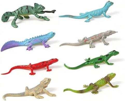 Felskin 8PCS Plastic Lizards, Soft Plastic Reptile Toys for Party Favors Goodie Bags, Terrarium Decorations, Educational Science Project for Boys Girls