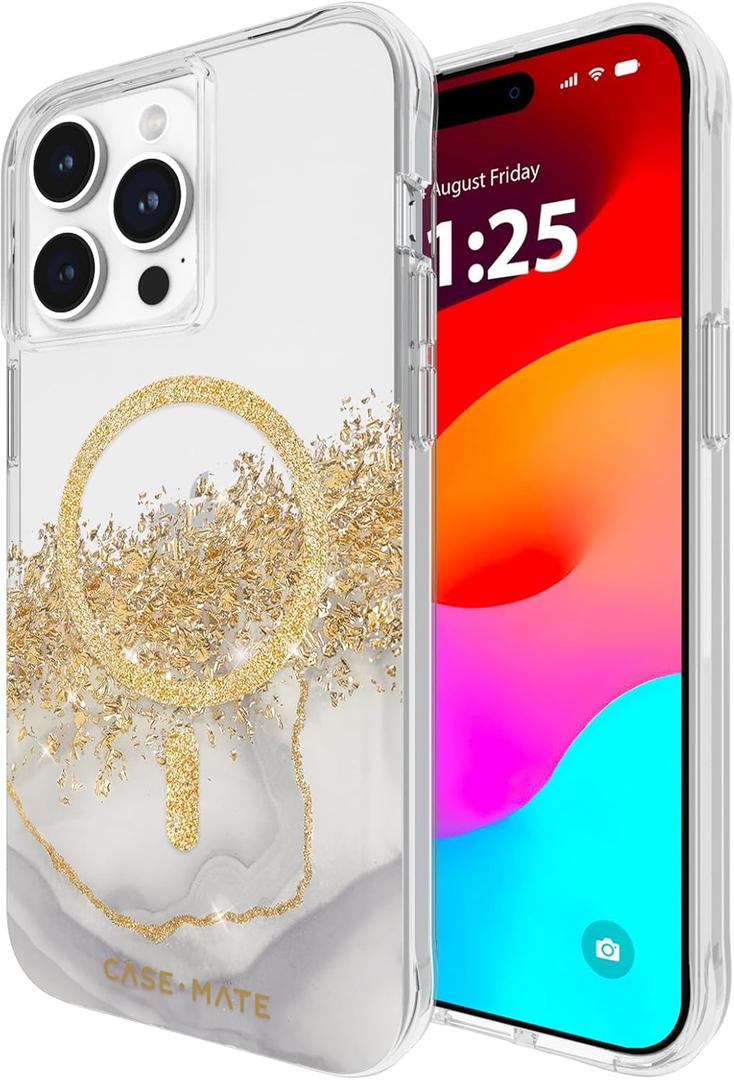 Case-Mate iPhone 15 Pro Max Case - Karat Marble [12ft Drop Protection] [Compatible with MagSafe] Magnetic Cover with Cute Bling Sparkle for iPhone 15 Pro Max 6.7", Anti-Scratch, Shock Absorbent, Slim