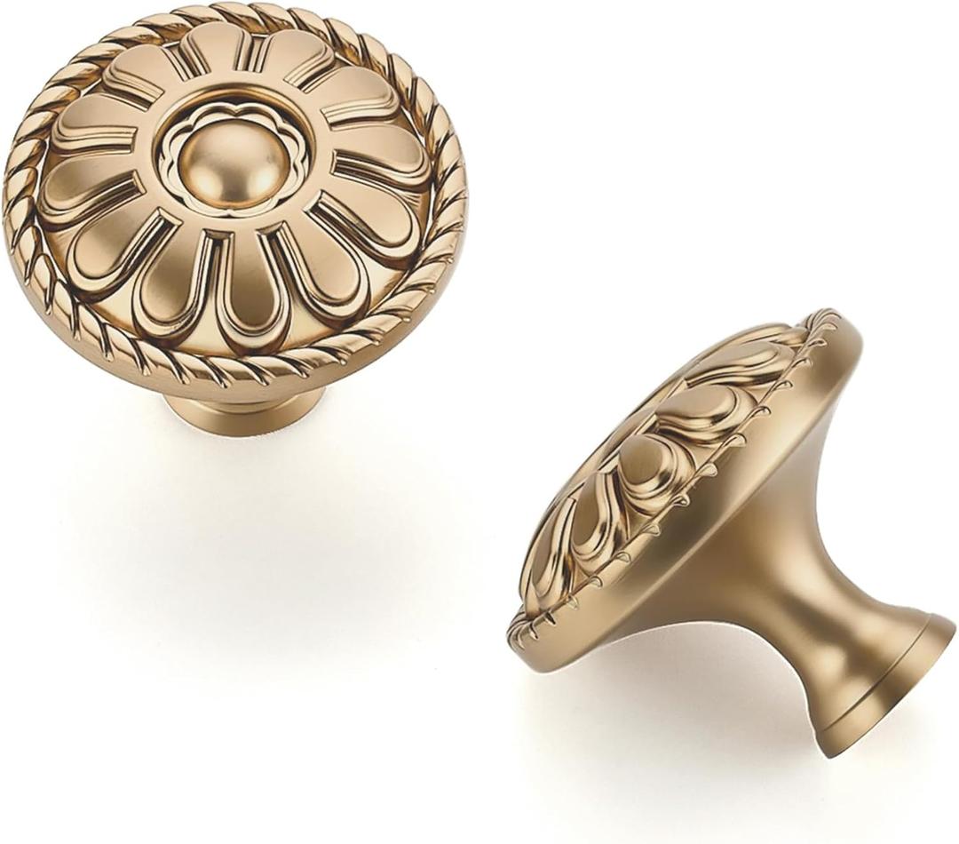 HOME EDIT 5 Pack 1-1/5 Inch Kitchen Cabinet Knobs Rustic Champagne Bronze Drawer Handles for Cabinets, Dressers, Cupboards, Bathrooms, and Bedrooms