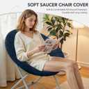 Velvet Stretch Saucer Chair Cover, (Only A Cover) Soft Round Moon Chair Cover for Adults and Kids, Removable Saucer Chair Cushion Covers for Indoor & Outdoor