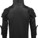 Weixu Men Medieval Knight Hoodie Armor Sweatshirt Pullover Hooded Jacket Coat Halloween Costume (Black, L)