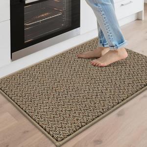 COSY HOMEER Kitchen Rugs 20"x32" Non-Slip Kitchen Mats for Floor Absorbent Stain Resistant Kitchen Floor Mat Machine Washable Rugs for Kitchen,Hallway,Sink,Taupe
