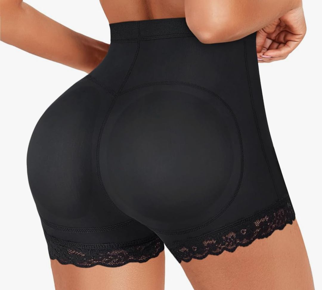 AOSBOEI Women Butt Lifter Panties Padded Shapewear Hip Enhancer Pads Shorts Seamless Underwear Tummy Control Boyshorts Size L