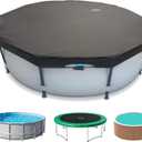 15 Ft Winter Pool Cover Above Ground Pool Cover, Easy Installation Round Pool Cover Protector, Round Hot Tub Cover Ideal for hydrophilic and Dustproof Trampoline Cover (Black)