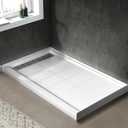 Shower Base Pan in White Left Linear Drainer, Rectangular Shower Base 60"36"4" with Non-Slip Floor Panel and Stainless Steel Shower Drain Cover