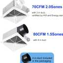 Bathroom Exhaust Fan 80 CFM,4-Inch Duct - 70CFM,3-Inch Duct outlet included,Easy to Install,Quiet Energy-Saving Household Ventilation Fan,Ceiling or Wall Mounted, Classic White Grille