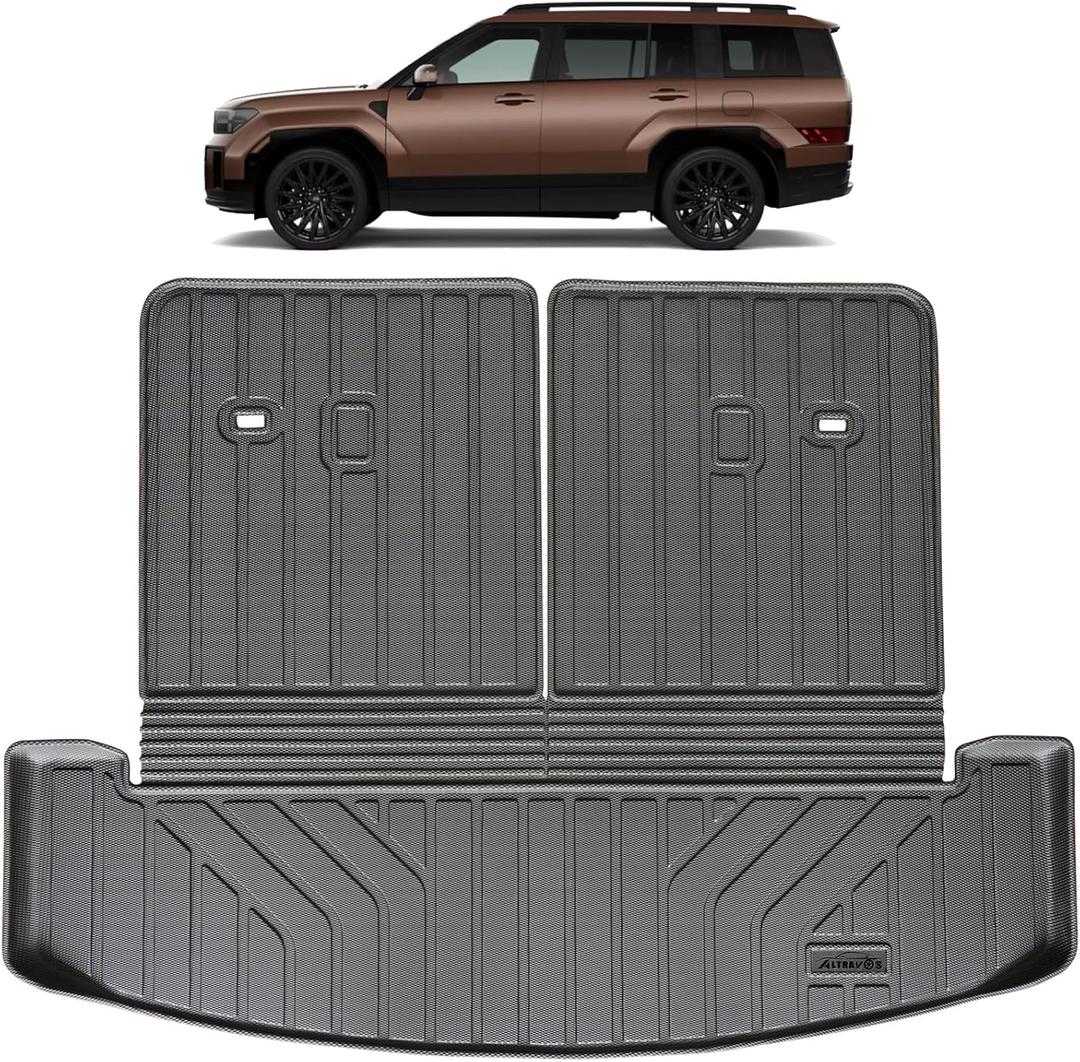 Large Trunk Mat Backrest Protection for All-New 2024-2025 Hyundai Santa FE,TPE All Weather Protection Car Cargo Liners Interior Accessories-Black