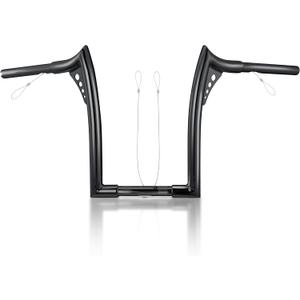 MoKitDora Sportster Dyna Softail 12" Rise Ape Hangers Handlebar Meathook Bars 1-1/4" Fat 1" Clamp for Harley XL 883/1200,1994-up Road King & 1998-2013 Road Glide, Black