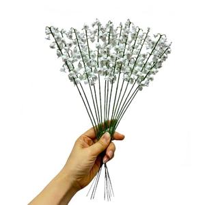 Naeutop 1 Pcs Artificial Lily of The Valley Faux Bell Flowers Real Touch Wind Chime Orchid with Stems Wedding Bouquet,Bulk Spring Flowers 14" May Flower for Home Garden Wedding Fillers Party (White)