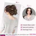 REECHO Ponytail Extension, 9" Claw Clip in Short Curly Wavy Pony Hair Extension Jaw Clip on Pony Tail HP001 Hairpiece for Women - Chestnut Brown with Golden Highlights