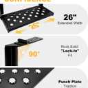 26" W Folding Large Trailer Stair with Quick Release Pins, Hinged RV Step with Hardware for Campers Trucks Entry Platform Ladder - Heavy Duty Punch Plate Non-Slip 350 lb. Capacity