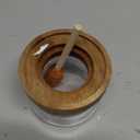 Honey Jar Pot Glass Holder Dispenser Set with Wooden Dipper Stick and Acacia Lid Cover for Home Kitchen, Clear, Modern Honey Syrup Glass Container for Storage Gift, Honey Pot and Drizzler (9 Oz)