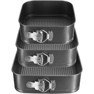 uxcell 7/8/9 Inch Springform Pan Nonstick Cake Pan with Removable Bottom Square Leakproof Cake Baking Pans Molds for Baking, Cheese Cakes, Pizza, Biscuits, Black