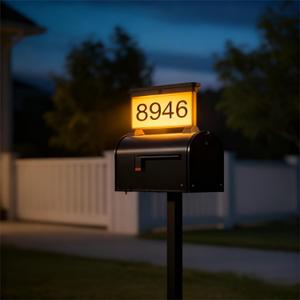 Solar House Numbers For Outside,Solar Powered Waterproof LED Light, Outdoor House Number Sign with On/Off, Easy to Install (Black-Not plugged in)