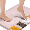 Britimes Pink Bath Mat,Lovely Colorful Cat Portrait Bathroom Rugs No Silp,Cartoon Cute Cat's Paws Background Washable Cover Floor Rug Carpets Floor Mat 16x24 Inches for Kitchen Bedroom