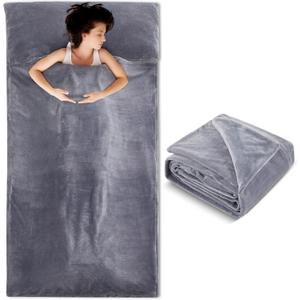 Remagr Flannel Sleeping Bag Liner for Adult, Travel Camping in Warm Cold Weather, Soft Fluffy Travel & Hotel Sleeping Bag Liner with Zipper for Hiking Camping Indoor Outdoor Use