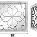 Set of 2 18 Inch Large Square Grey Window Pane Wall Mirrors, Shatterproof Rustic Farmhouse Boho Vintage Accent Mirrors for Living Room, Bedroom, Bathroom, Entryway & Home Decor