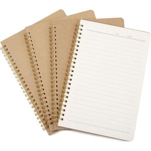 4 Packs Spiral Lined Notepad A5, 100 Pages/ 50 Sheets Kraft Cover Wirebound Notebooks Bulk Journals, Memo Notepads Planner for Business Office School Travel