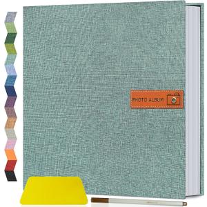 Popotop Large Photo Album Self Adhesive 4x6 5x7 8x10 Scrapbook Album DIY Picture Book,Gifts for Mom,Family Baby and Wedding,with Metal Pen and Plastic Board (Turquoise)