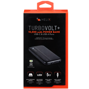 Helix Turbo Volt + Power Bank 10000 mAh with USB-C and Dual USB-A Ports