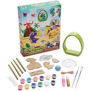 2 PACK Fun Express DIY Wooden Dinosaur Wind Chime Kit, All in One Kids Craft Kit, Birthday and Everday Gifts, Great for Creative Acitivity for Home and School