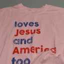 Loves Jesus and America Too T Shirt Patriotic Christian T-Shirt Independence Day Gift Unisex T-shirts Short Sleeve Vintage Tees, L