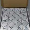 Art3d 10-Sheet Peel and Stick Backsplash Metal Mosaic Tiles for Kitchen Wall Decor, Stick on Aluminum Composite Tiles Stikers, Silver Windmill Puzzle Glass Mixed (12x12 Inch)