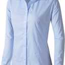 Beninos Womens Dress Shirts Long Sleeve Button Down Shirt Work Wear (Medium, Light Blue)