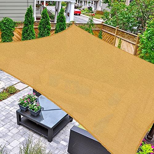 ASTEROUTDOOR Sun Shade Sail Rectangle 12' x 12' UV Block Canopy for Patio Backyard Lawn Garden Outdoor Activities, Sand