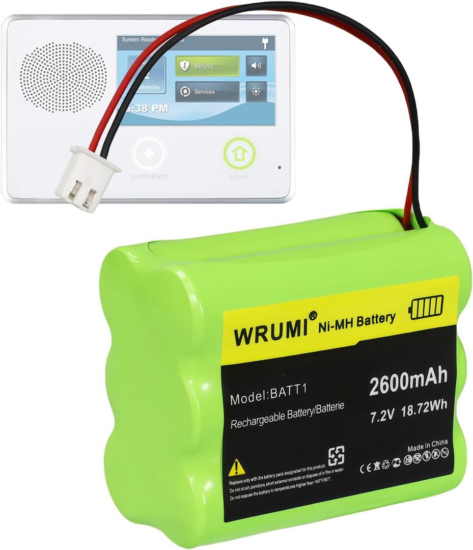 Replacement for 2GIG BATT2X Battery Pack: 2GIG-BATT2X - GC2 BATT1X BATT2X BATT1 for 2GIG-GC2 2GIG-CNTRL2 2GIG-CP2 GCKIT311 Go Control Panel Security Alarm System 228844 6MR2000AAY4Z Battery 7.2V NIMH