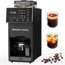 Coffee Maker with Grinder, Programmable Hot and Cold Coffee Maker with 22 oz Glass Carafe, Fully Automatic Coffee Machine with Timer, Removable Filter, Black Americano Coffee Machine