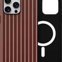 Skyseaco for iPhone 16 Pro Case with Magsafe Cute Striped Phone Case, Shockproof Slim Soft TPU and Hard PC Double Layer Protective Cover for Women, Burgundy