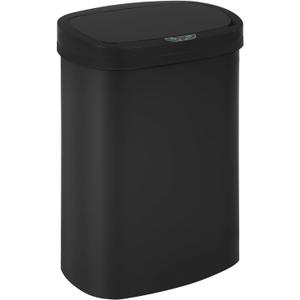 BestOffice Black Plastic Touch Free High-Capacity Garbage Can with Lid, 49L/13G, Rectangular, Quiet Close, Kitchen, Bedroom, Bathroom, Office