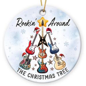 8 x Guitar Ornament for Christmas Tree 2025 - Unique Rock Guitar Player Gifts for Music Decorations, Ceramic Guitars Ornaments for Christmas Tree Decorations, Xmas Music Lovers Gifts for Men Women Bestie