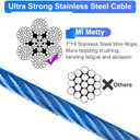 Tie Out Cable for Dogs,10/20/30/50/100FT Dog Leads for Yard Chew Proof,Heavy Duty Tie Out Cable for Large Dogs Up to 125lbs,Dog Runner Tether (Blue, 125Ibs 30ft)