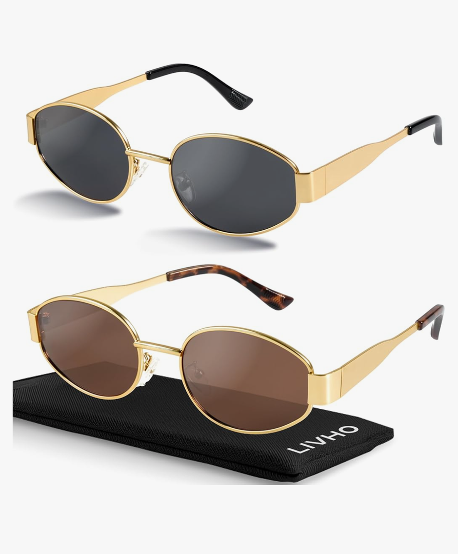 livho 2025 Trendy Oval Sunglasses - Stylish Polarized Shades for Everyday - Retro Metal Frames