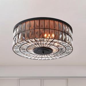 Modern and Elegant Crystal Flush Mount Ceiling Light, Stylish Lighting Fixture Indoor Hanging Light for Kitchen, Living Room, Bedroom, Hallway, and Bathroom (24 Inch)