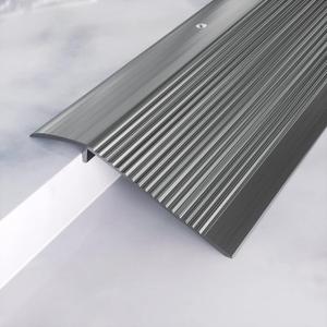 Metal Floor Transition Strip, Aluminum Threshold for Doorways, for Gap from 0.4to 1.6, for Doorways Tile Wood Vinyl Laminates, Size 36in x 4in x 1.32 in (Grey, 1pack) (Gray)
